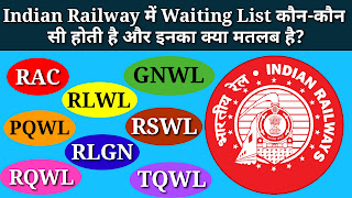 Indian Railway में waiting list कौन-कौन सी होती है और इनका क्या मतलब है?